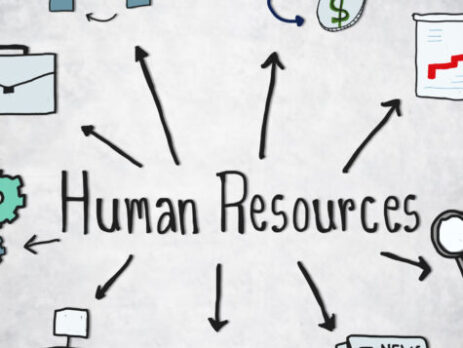 Human Resources Symbols on Concrete Background